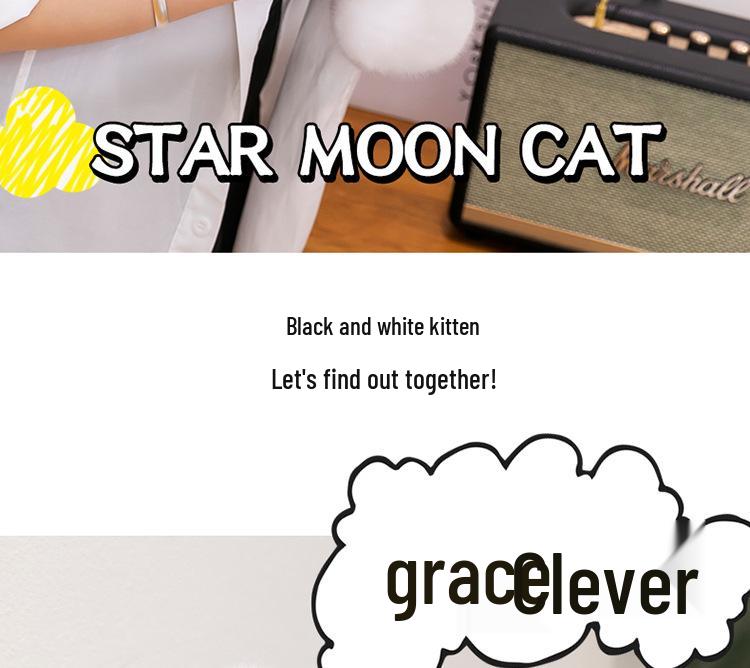 Cartoon Cat Moon Star Plush Pillow Toy for Girls