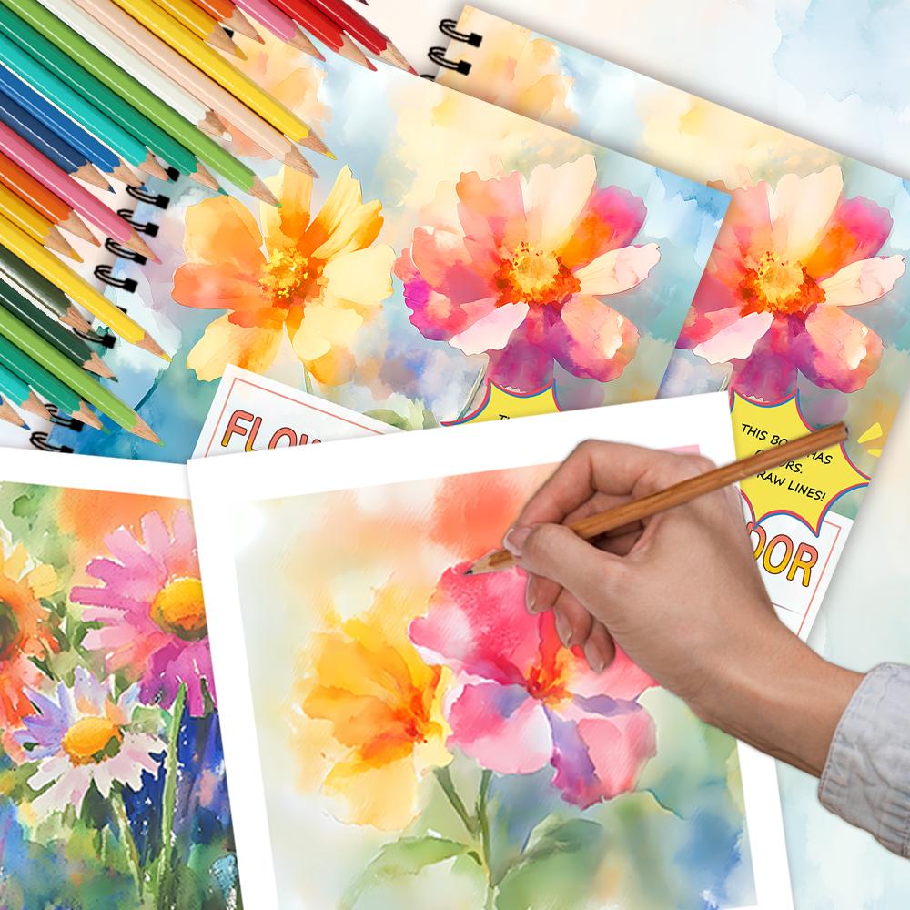 1 шт., Книга для раскрашивания с обратным эффектом «Цветочная», 30 листов 100 г/м², Расслабляющие и креативные линии «Все, что нужно, — это ручка», Подарок на день рождения