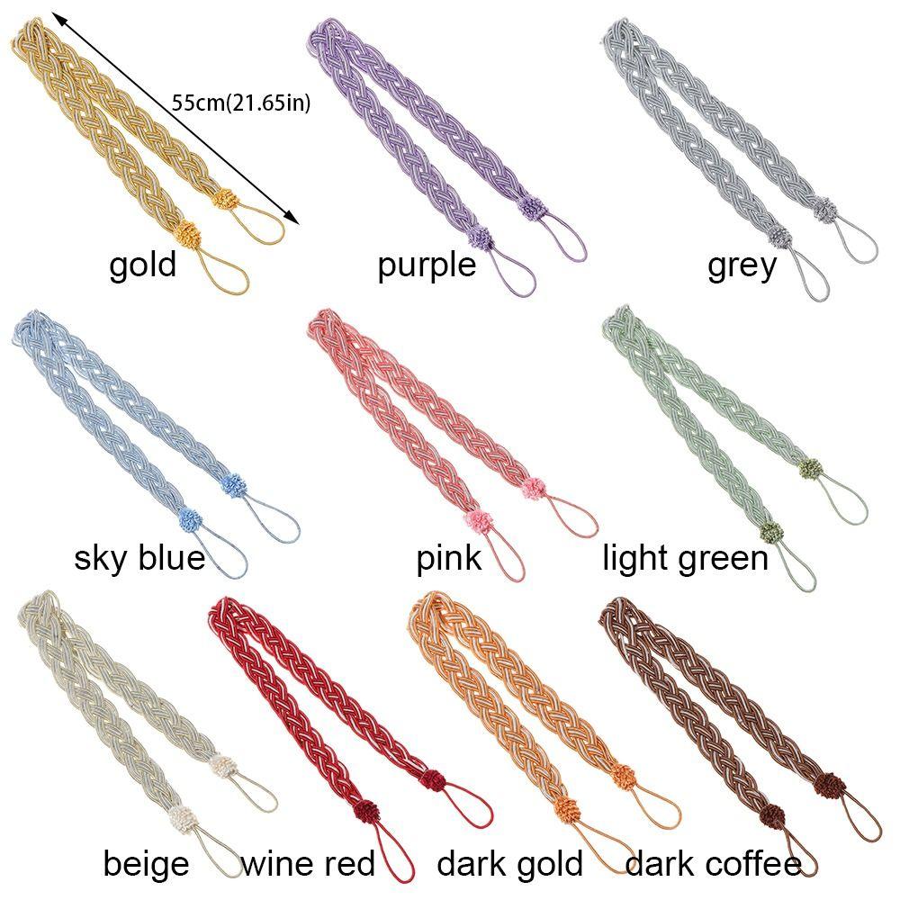 2Pcs/se Retro Braided Braided Curtain Tiebacks Satin Rope Simple Curtain Buckle Straps Classic Polyester Curtain Gift