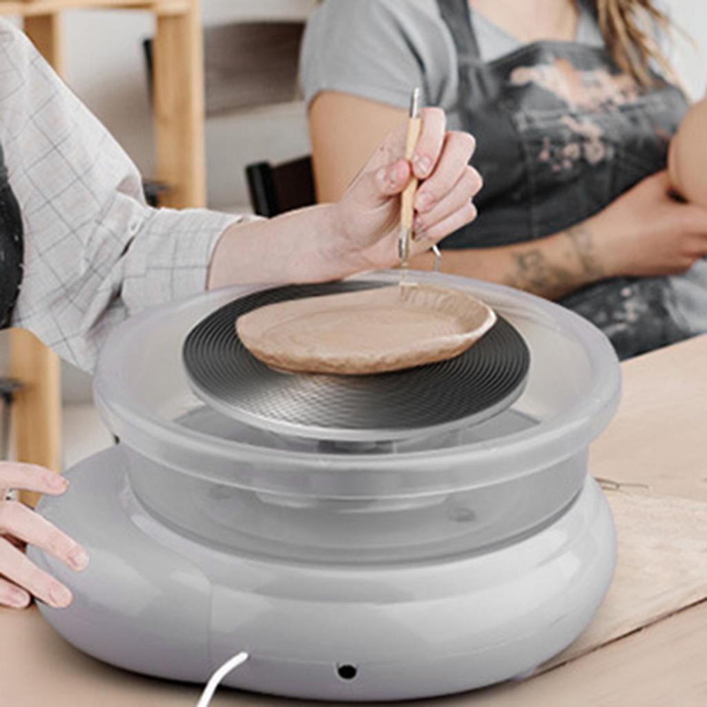 Mini Pottery Wheel Kit Compact Electric Clay for Beginners Kids Adults Gray