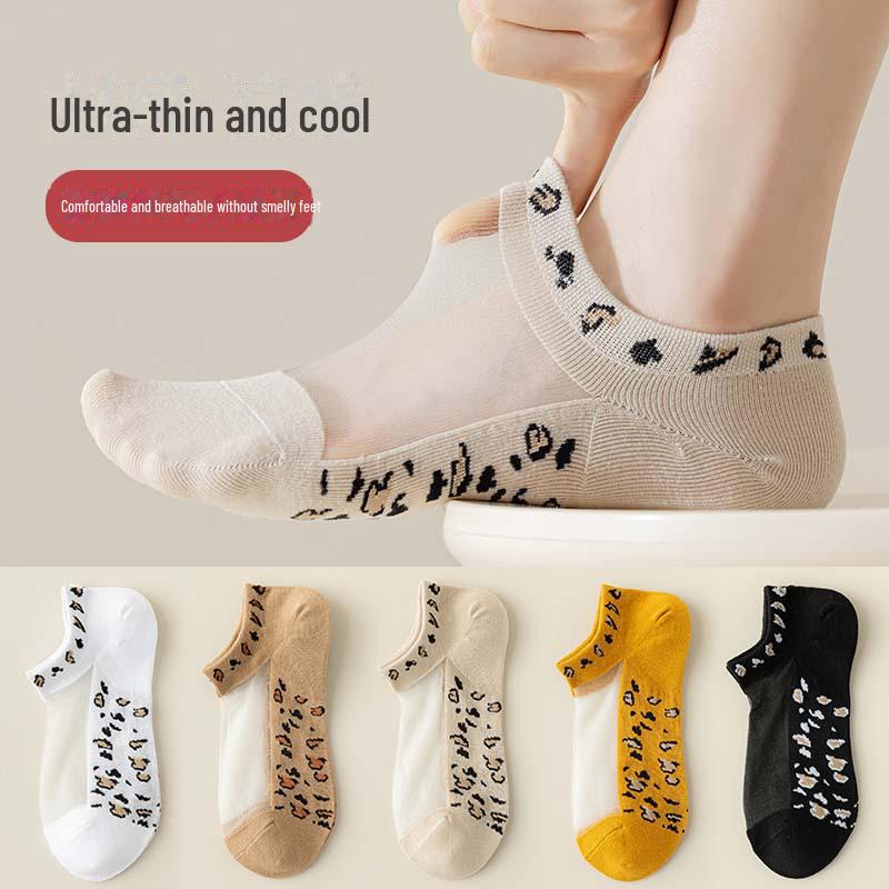 Женские сексуальные шелковые носки с леопардовым принтом