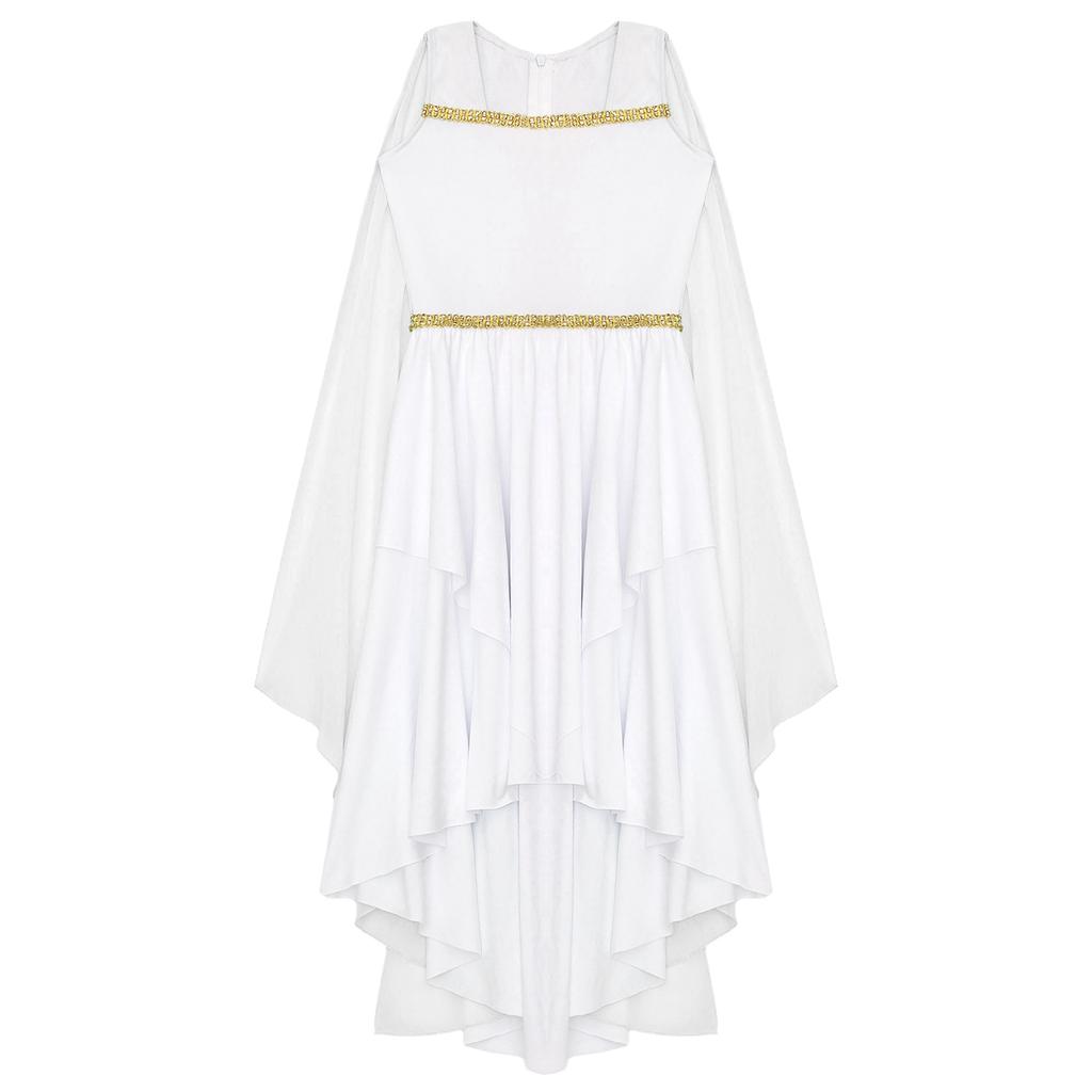 Девочка Хэллоуин Костюм Древнегреческой Тоги Безрукавная Шаль Лоскутное Струящееся Платье Древний Рим Египет Принцесса