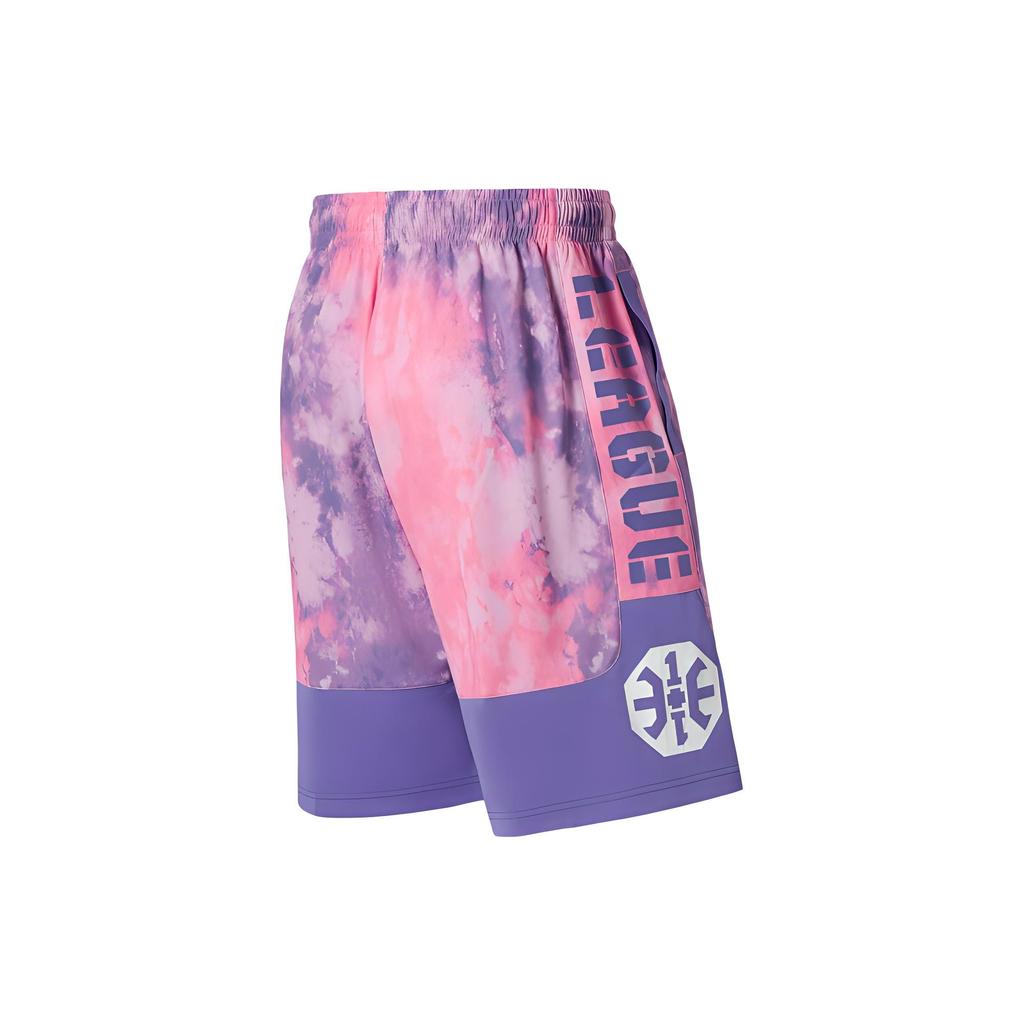Li Ning Свободные шорты с принтом, мужские штаны, розовые, фиолетовые, синие, AAPS031-2