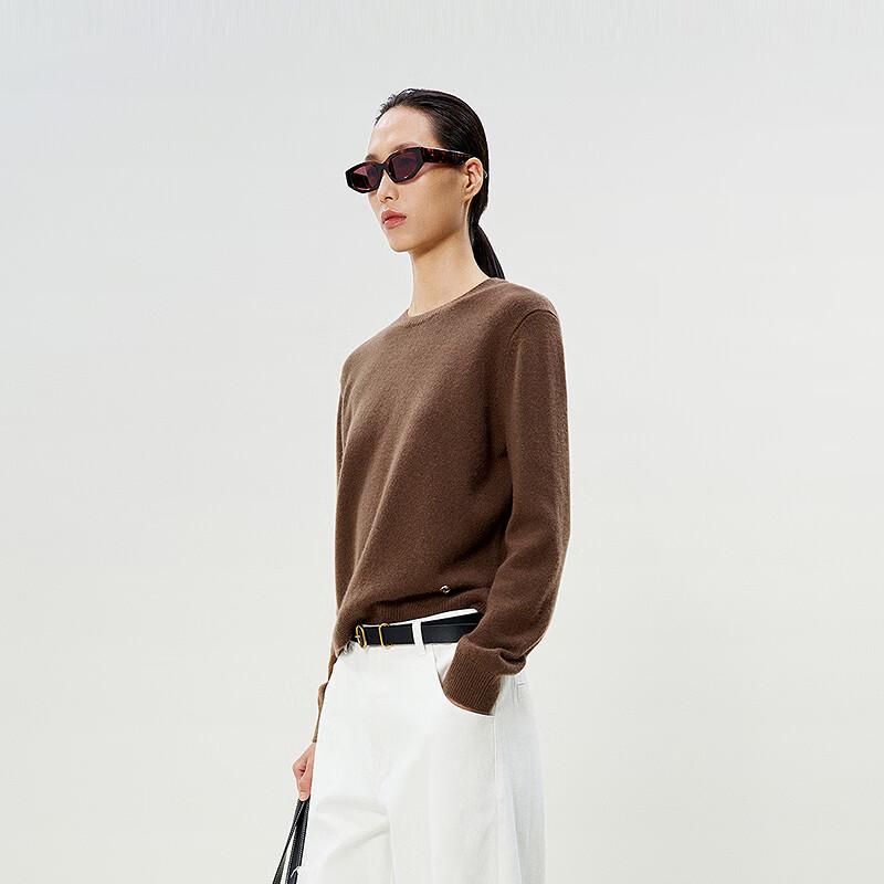 LESS 2025 Spring Round Neck Cashmere Pullover Sweater