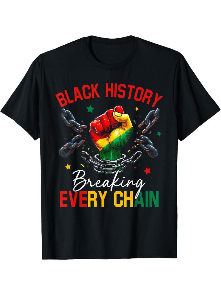 Black History T Shirt Celebrating African American Pride &LtBreaking The Chains&Gt