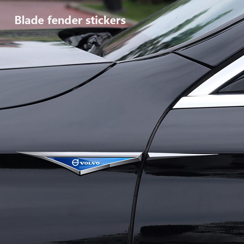 AAKA1 2pcs Metal volvo Logo Car Fender Side Wing Emblem Badge Sticker For VOLVO XC60 XC90 S60 S90 XC40 V90 S40 V40 XC70 C30 C70 S80