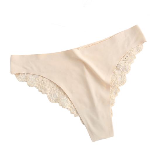 Lace Thongs for Women Sexy G-String Underwear Seamless T Back Low Waist Panties Ice Silk Comfy Briefs