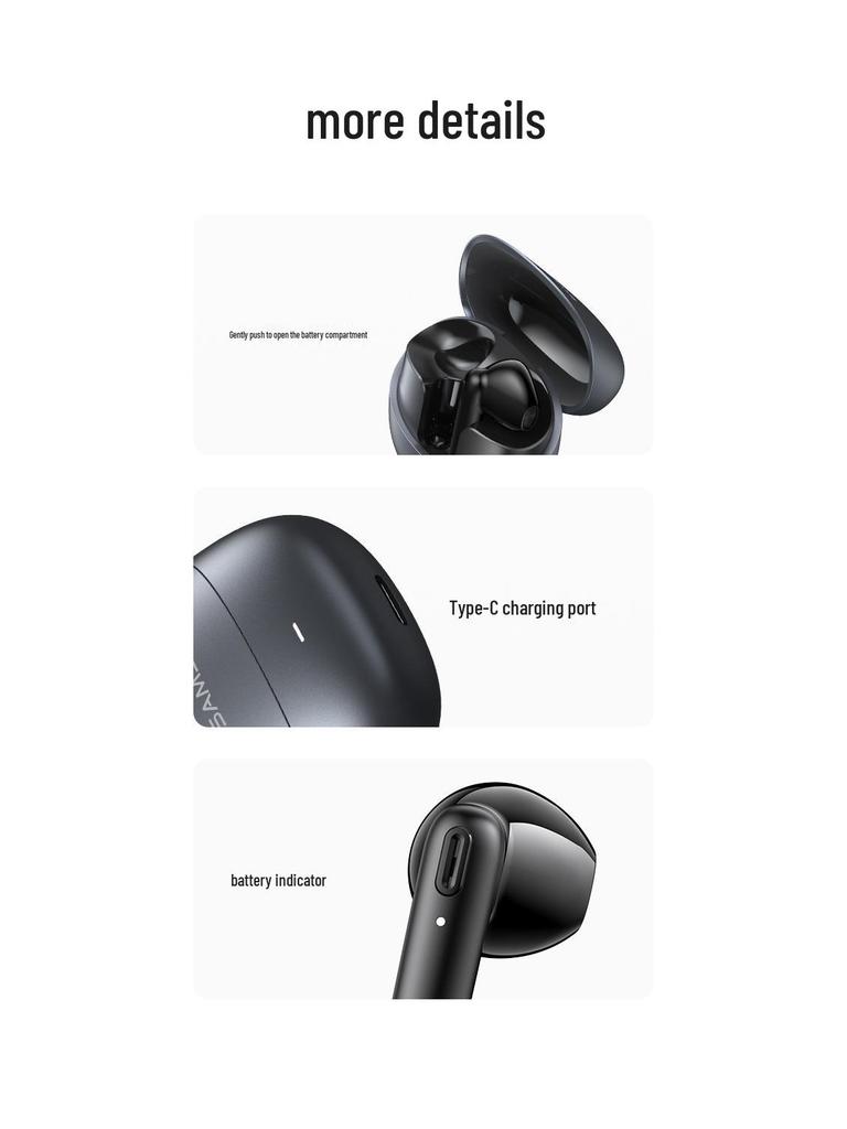Беспроводные мини-наушники USAMS E03 Bluetooth для спорта - Полувкладыши, стерео