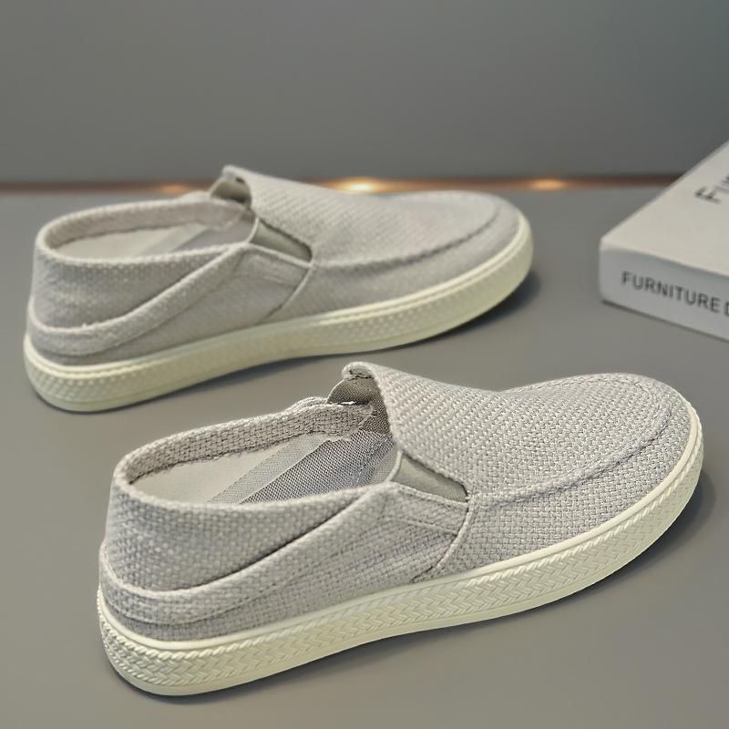 Canvas Men'S Shoes Summer Linen Shoes Old Beijing One-Pedal Men'S Sports And Leisure Board Shoes Versatile Lazy Tide Shoes