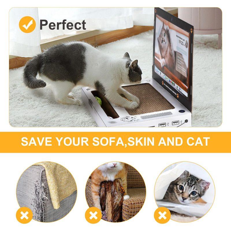 PetShare Мини Смешной Картонный Кот Ноутбук и Компьютер ТВ Когтеточка для Дома, Милая Мини Царапающая Игрушка для Питомца Коврик для Царапания