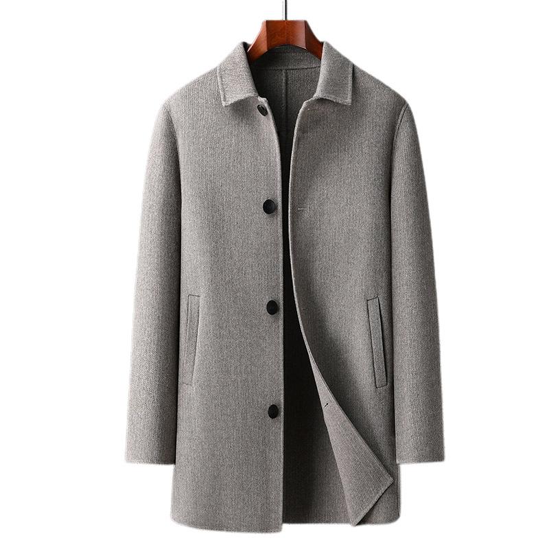 Autumn and Winter Men's Double-sided Woolen Coat Plus Size Woolen Coat Business Men's Medium and Long Woolen Coat