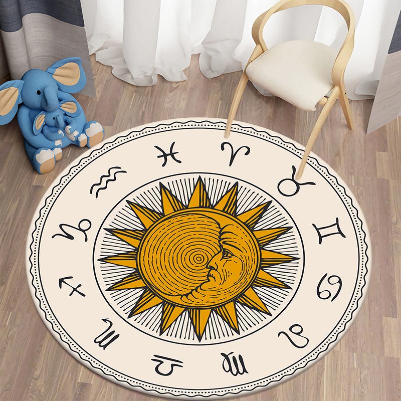 Круглый ковер для гостиной, коврик с загадочным принтом, винтажный детский напольный ковер для спальни, домашний декор, мягкий противоскользящий коврик