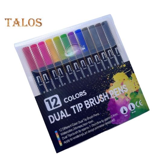 Набор цветных ручек для граффити, цветные контурные ручки, двухсторонняя кисть и тонкие маркеры для письма, раскрашивания в стиле скрапбукинга