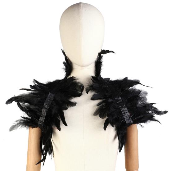 Faux Feather Shawl Shoulder Wrap Cape Soft Adjustable Retro Gothic Collar Cosplay Party Stage Performance Faux Feather Scarf Dancer Costume