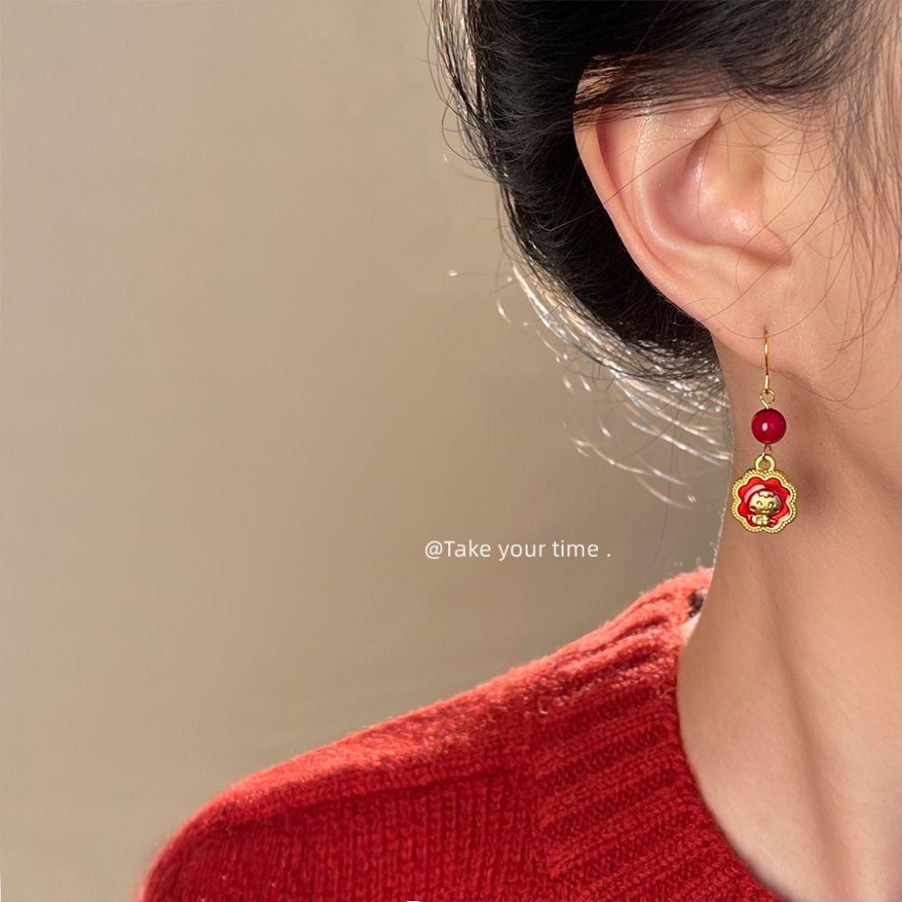 Chinese Style Snake Year Drop Earring Red 2025 Women Earrings Ear Jewelry Accessories Girls Gift