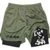 Anime Performance Shorts Printed Men GYM Casual Sports Compression Shorts Workout Running Mesh 2 In 1 Sport Short Pants M-3XL