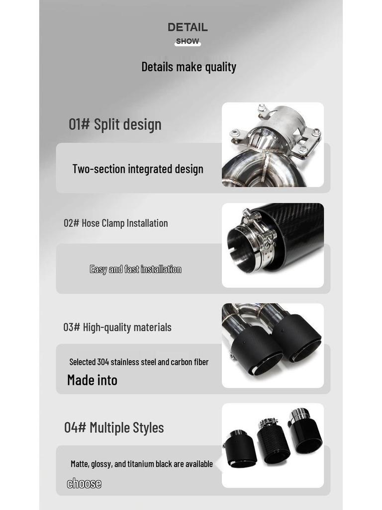 Черный титановый четырехствольный выхлопной наконечник из нержавеющей стали для BMW 5 серии G30/G38