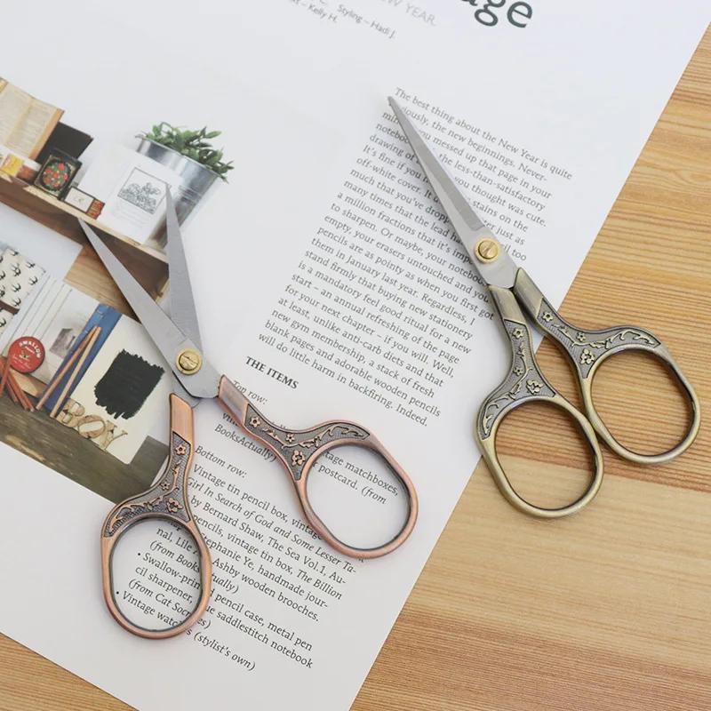 Винтажные ножницы из нержавеющей стали, швейный резак для ткани, ножницы для вышивания, узор «Цветок сливы», портновские ножницы, инструмент для шитья нитками