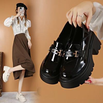 Мягкая кожа платформа женские осенние новые маленькие туфли на танкетке черные маленькие кожаные туфли универсальные одинарные туфли