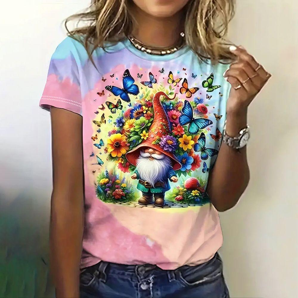 Women's T-Shirts 3d Print T-Shirt Love Print Harajuku Casual Short Sleeve Top Tee O Neck Oversized Female Clothing Tops Tee