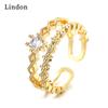 Lindon Classic Copper Alloy Zircon Ring Ladies Jewelry Wedding Promise Party Gift