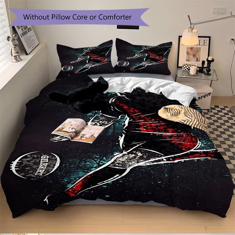 3pcs Football Player Bedding Set, Includes 1 Comforter + 2 Pillowcases, Without Pillow Inserts, Soft Comfortable, Lightweight Breathable, Pr