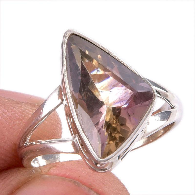 Natural Ametrine Gemstone Handmade 925 Solid Silver Jewelry Ring Size 5.5 J3p97
