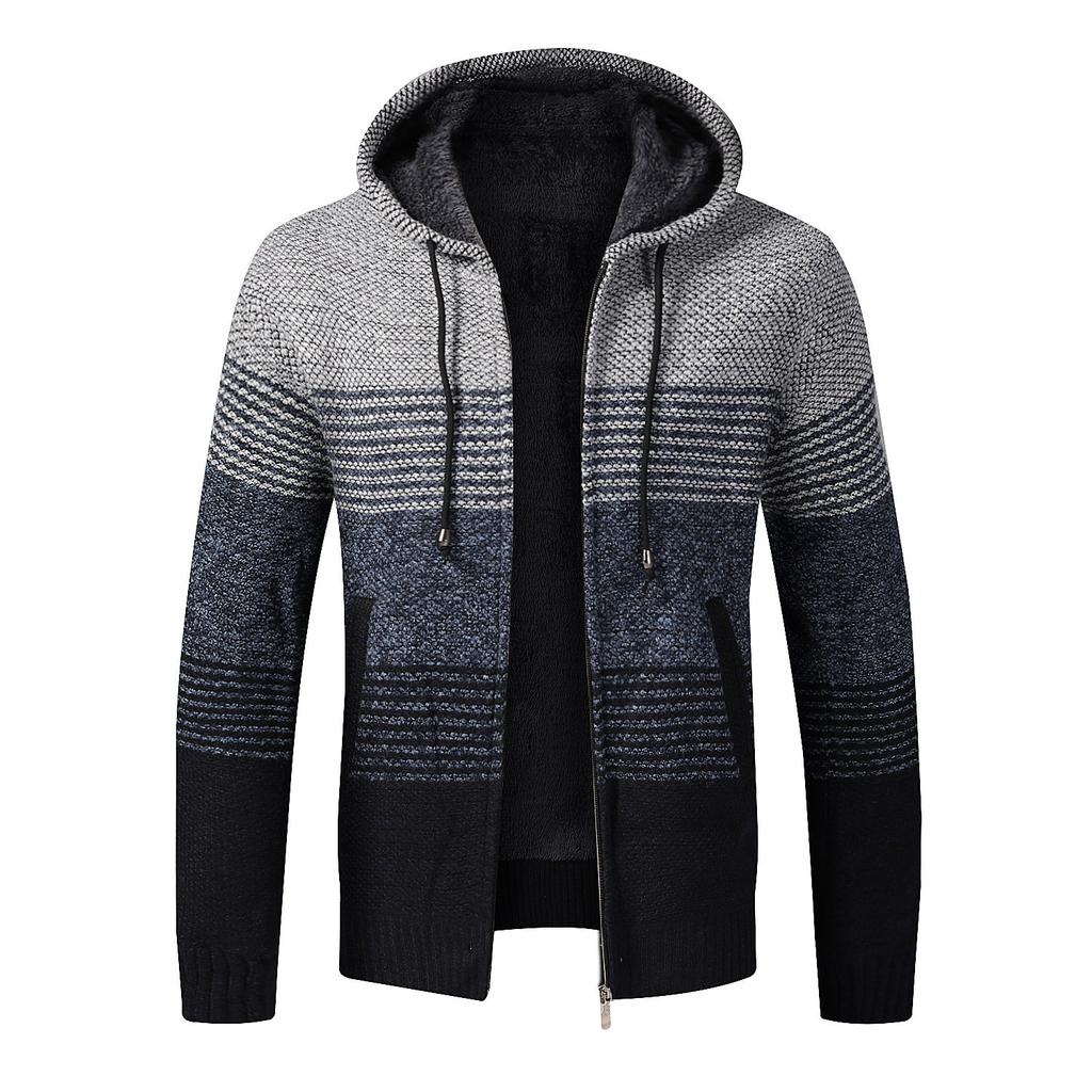 Свитер с капюшоном, кардиган, мужской свободный плюшевый утолщенный свитер соответствующего цвета, пальто