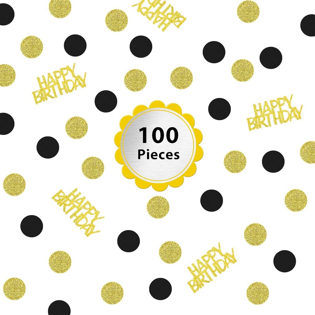 Happy Birthday Party Confetti for Table Glitter Black and Gold Birthday Table Confetti,Sprinkling Scatter Circle Dots Birthday Confetti Paper for