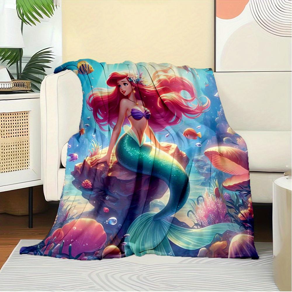 1pc piece flannel underwater world mermaid coral reef pattern small bed blanket, suitable