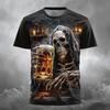 Skull Oktoberfest Beer Designer Gothic Men's 3D Print T Shirt Tee Party Street Casual Short Sleeve Crew Neck Summer Clothing