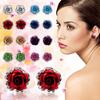 Rose Rhinestone Earrings Thin Dangle Rose Elegant Rhinestone Earrings Wedding Women Accessories Jewelry Rose Earrings For Women