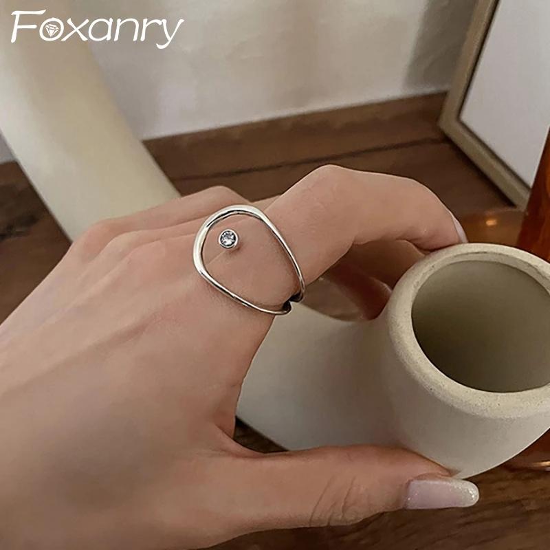 foxanry Обручальные кольца для женщин, пары, новая мода, креативные полые геометрические украшения ручной работы, подарки на день рождения