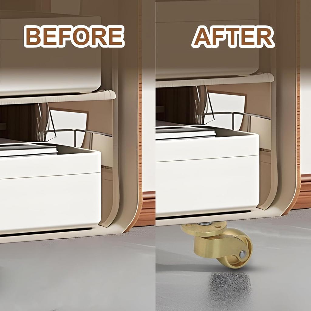 2 шт. Сверхпрочные латунные колеса-ролики с поворотом на 360 градусов, бесшумные мебельные ролики для защиты пола и ковра