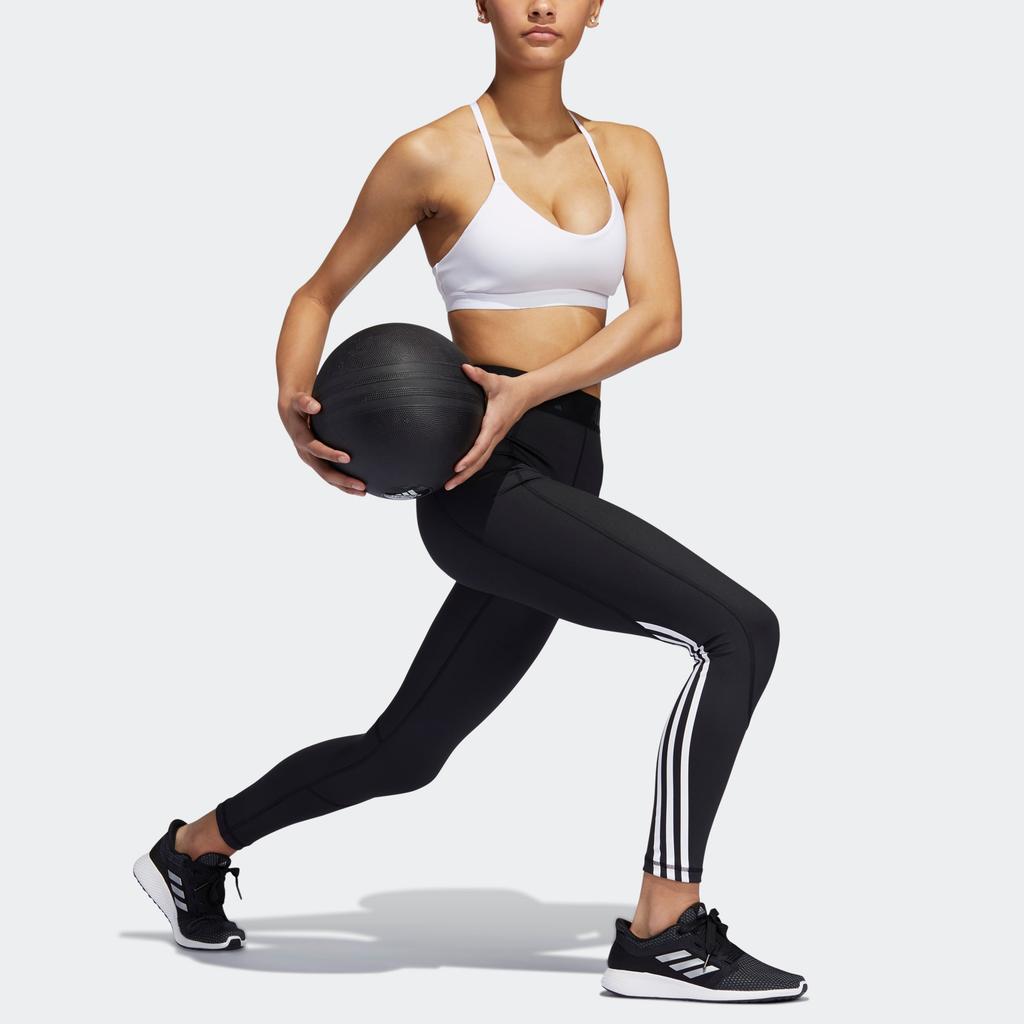 Adidas High Waist Elastic Striped Training Tights Women Bottoms Black GR8248