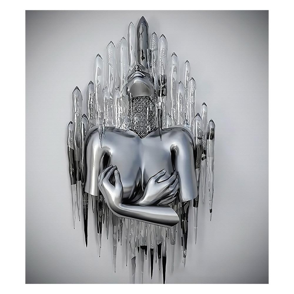 Metal Figure Statue Art Poster High Definition Printing Canvas Painting Prints Couple Sculpture Living Room Home Decor Picture