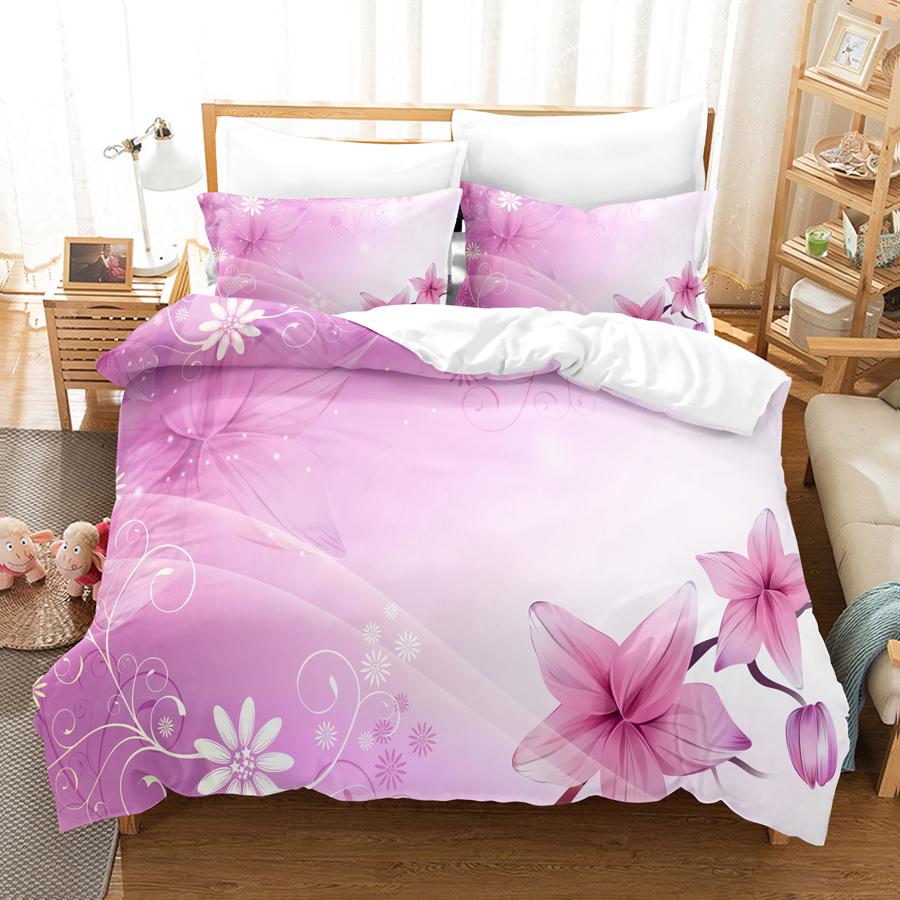 Пододеяльник с синим цветком размера Queen с наволочкой на молнии 3D комплект постельного белья с цветочным рисунком 3 шт. 2 шт. Полный комплект постельного белья King Twin Single Double Bed Thin