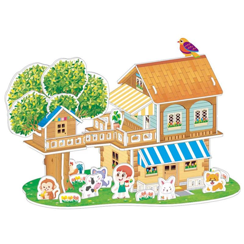 Детский 3D стерео пазл Мультяшный дом Замок Модель здания Сделай сам Ручная работа Раннее обучение Развивающие игрушки Подарок для детей