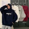 Women's Thick Velvet Hoodie Sweatshirt for Autumn Winter Ladies Letter Print Long Sleeve Loose Pullover Hooded Top