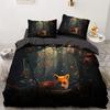 Cute cartoon fox pattern duvet cover set suitable for children's bedroom decoration bedding