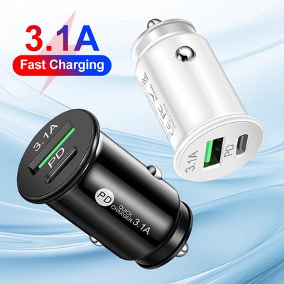 Mini 2 Port USB PD 3.1A Автомобильное зарядное устройство Быстрая зарядка Type C Автомобильные зарядные устройства Адаптер для iPhone Для Samsung Для Xiaomi