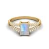 7X5MM Octagon Moonstone Gemstone 925 Sterling Silver Gold Plated Solitaire Split Shank Women Wedding Ring