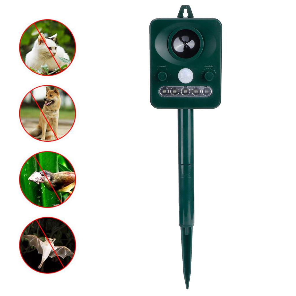 Solar Bird Repellent Outdoor USB Ultrasonic Mouse Insect Repeller with LED Strobe Light