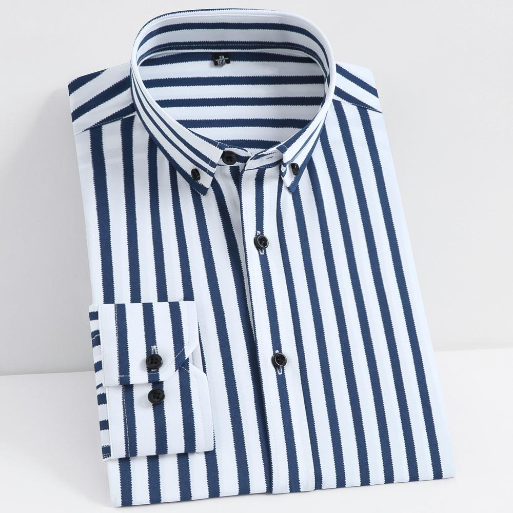 Мужская рубашка с длинными рукавами в полоску