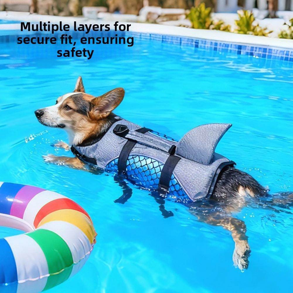 Shiny Scales Dog Life Jacket Strong Buoyancy Puppy Safety Vests Dog Swimming Suit Pet Safety