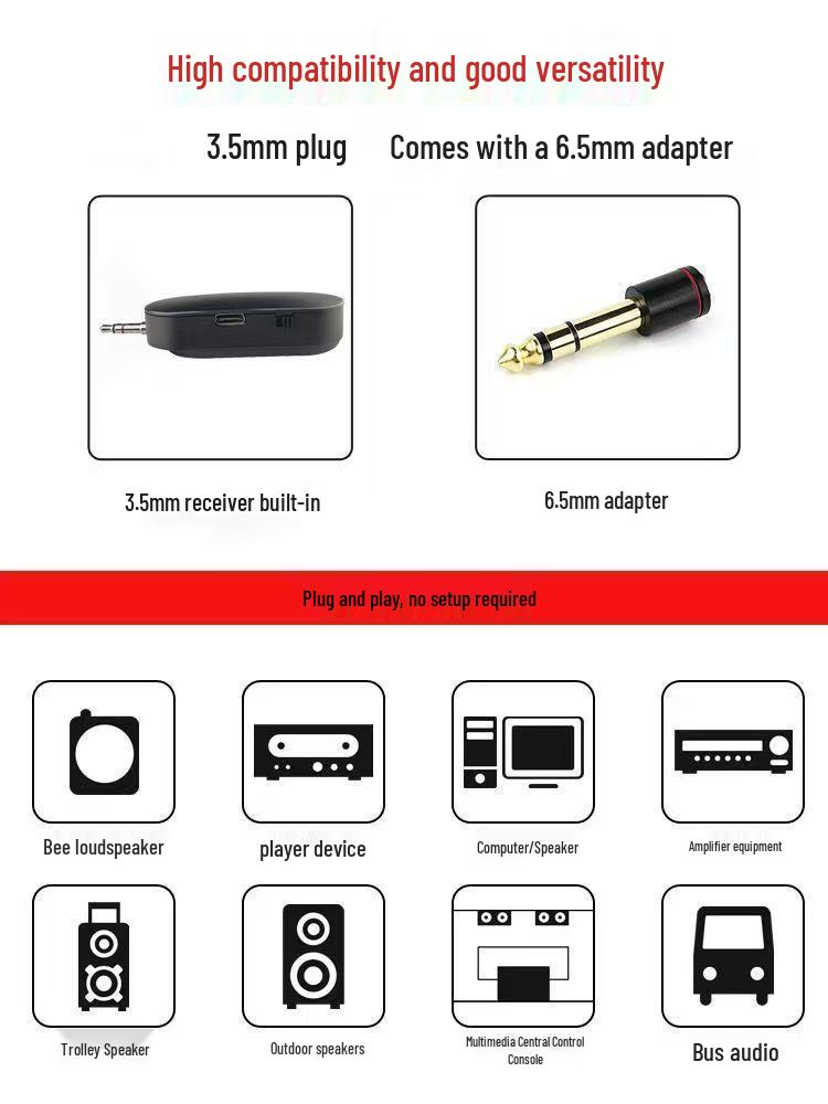 Universal 2.4G Wireless Microphone Headset & Amplifier for Teachers, Tour Guides, and Outdoor Use.