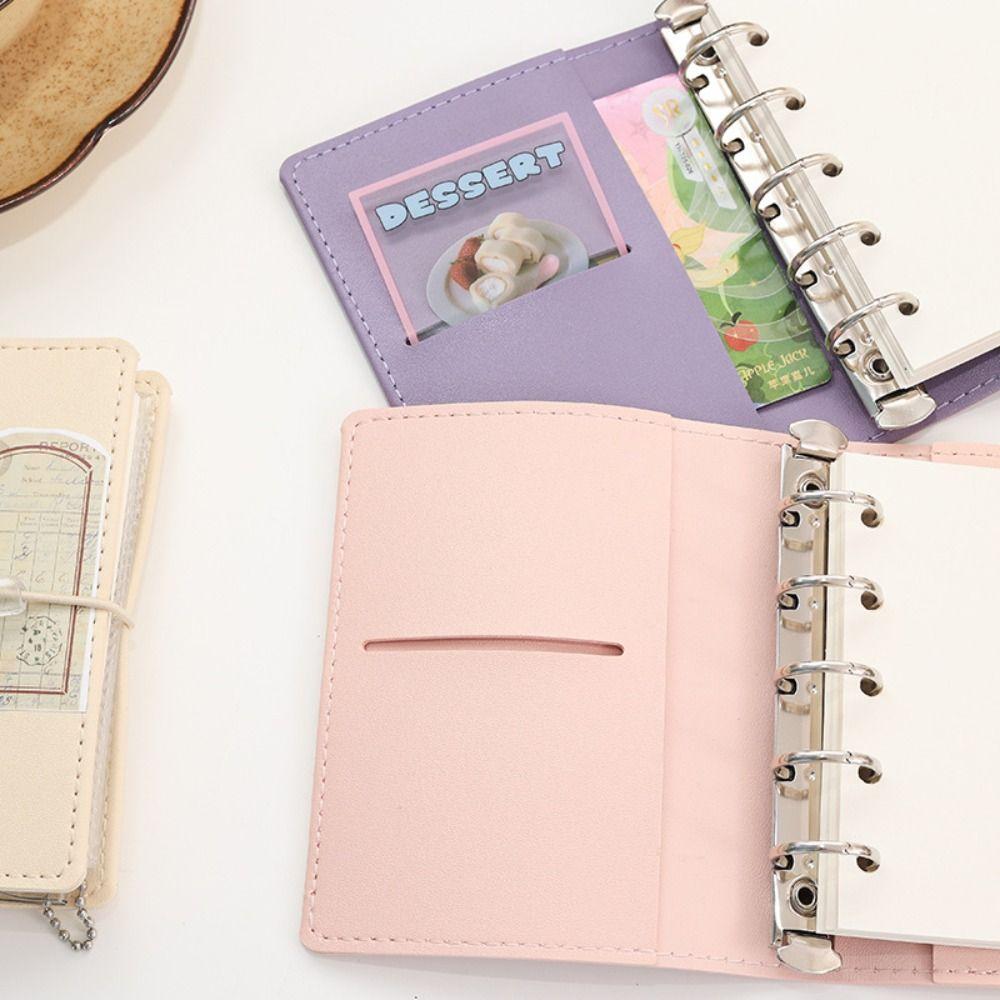 PU Leather Loose Leaf Notebook Blank Page DIY Binder Notebook Creative Mini Pocket Notebook School
