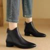 Модные ботильоны с острым носком, женские элегантные кожаные туфли на среднем каблуке 2025 года, зимние удобные туфли-лодочки большого размера на толстой подошве, женские ботинки