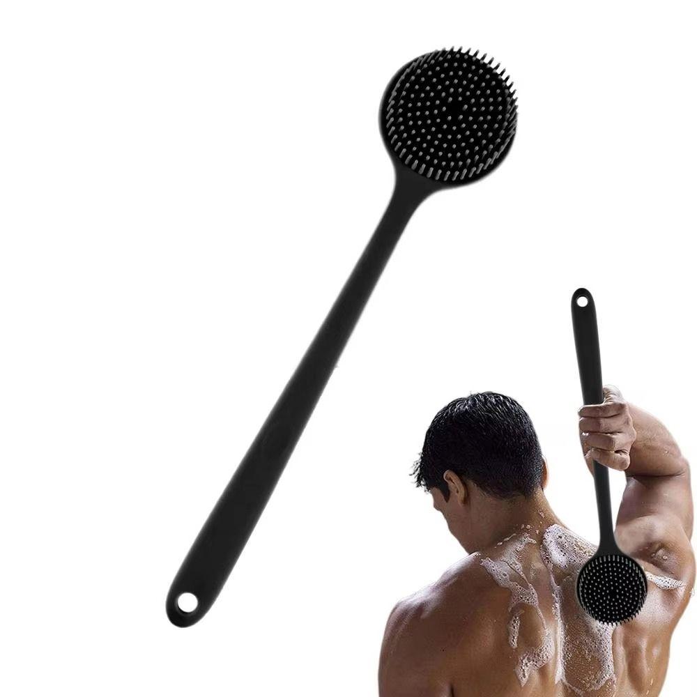 Скраббер для отшелушивания с длинной ручкой и отверстием для подвешивания Силиконовый инструмент для отшелушивания Ванная