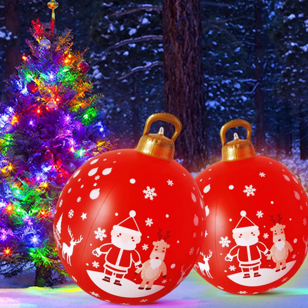 24-дюймовый светящийся ПВХ надувной рождественский шар, большой уличный декорированный шар, новогодние рождественские украшения, праздничный декор